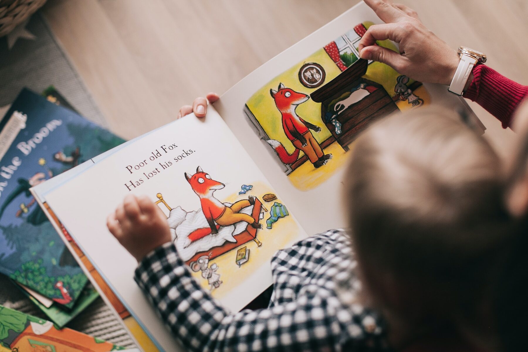 child reading book