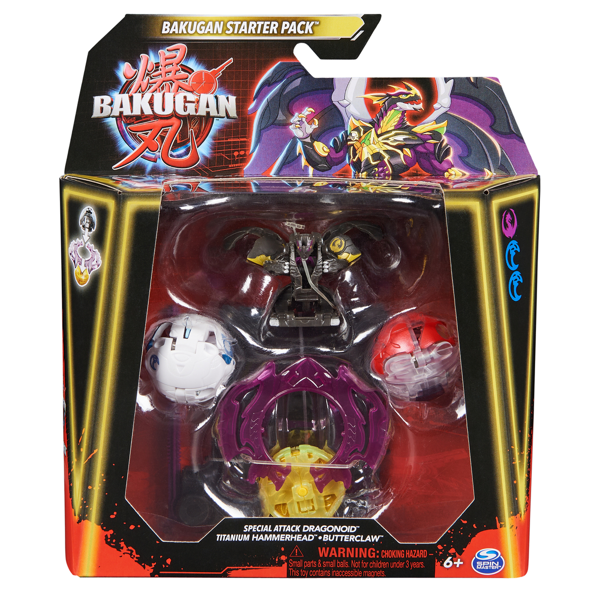 Bakugan Starter Pack - Special Attack Dragonoid, Titanium Hammerhead And Butterclaw Figures