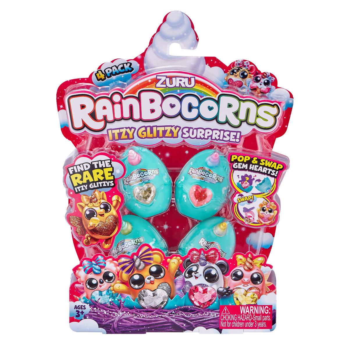  Rainbocorns Itzy Glitzy Surprise Eggs 4 Pack by ZURU