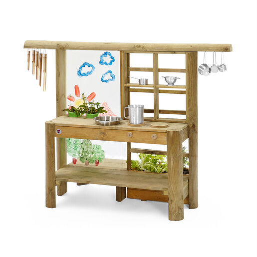 Image of Plum Discovery Wooden Outdoor Mud Pie Play Kitchen