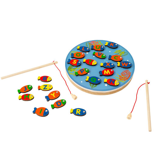 Shrih Wooden Magnetic Fishing Set for Kids with 2 Magnetic Fishing
