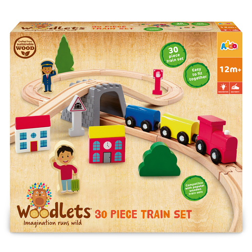Image of Woodlets 30 Piece Train Set
