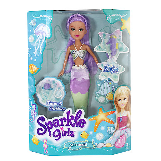 Sparkle Girlz Mermaid Doll With Accessories Purple Hair And